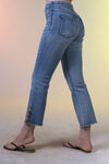Embellished Cut-Off Cropped Wide Leg Jean, Blue, original image number 3