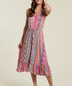 Sleeveless Button Front Midi Dress, Pink, original image number 0