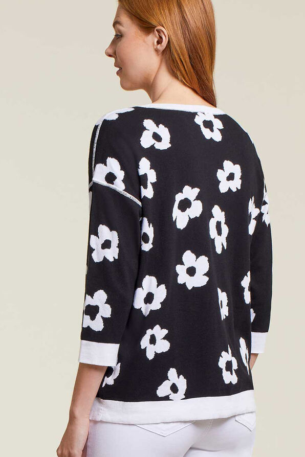 100% Cotton Reversible Daisy Sweater, Black, original image number 1