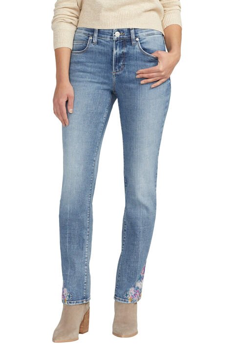 Ruby Straight-Leg Embroidered Jeans, Denim, original