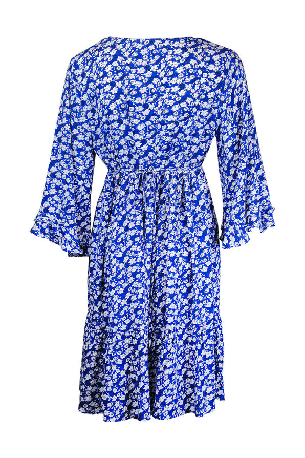 Boho 3/4 Ruffle Sleeve Dress, Blue, original image number 1