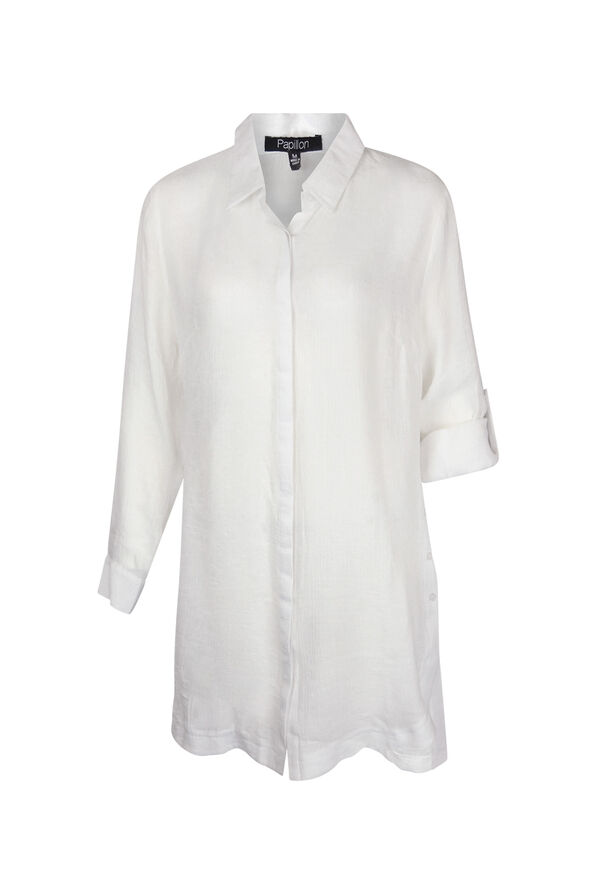 Long Blouse with Buttons Long Sleeves, White, original image number 0