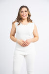 Studded Pointelle Knit Sleeveless Top, White, original image number 2