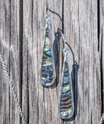 Abalone Inlay Teardrop Necklace Set, Silver, original image number 1