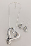 Intertwined Hearts Necklace and Earrings Set, Silver, original image number 0