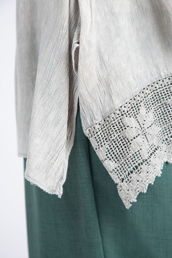 Crochet & Lace Sleeveless Tunic, Grey, original image number 3