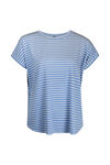 Cap Sleeve Stripe T-Shirt, Blue, original image number 0