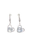 Falling Heart with Crystal Earrings, Silver, original image number 0