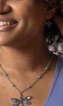 Abalone Inlay Dragonfly Pendant Necklace Set, Multi, original image number 0