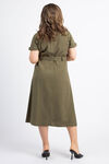 Cap Sleeve Midi Shirt Dress, Olive, original image number 2
