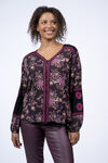 Floral Blouse w/ Embroidery , Purple, original image number 0