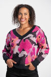V-Neck Camo Sweater, Pink, original image number 2