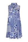 Patch Print Sleeveless Tunic with Collar, Blue, original image number 0