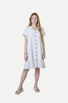 Flutter Sleeve Button Front Dress, White, original image number 0