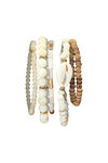 Five Pack Wood and Shell Stretch Bracelets, Beige, original image number 0