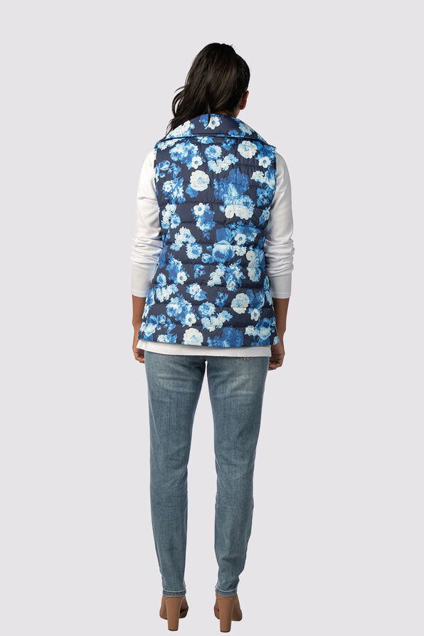 Spring Floral Puffer Vest, Blue, original image number 1