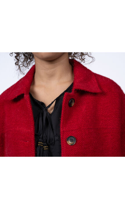 Short Button-Up Jacket , Red, original