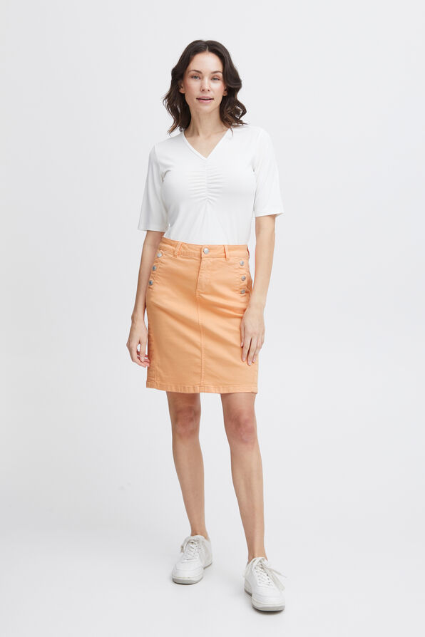 Colored Denim Pencil Skirt, Orange, original image number 4