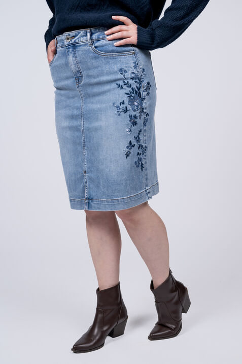 Embroidered Demin Skirt , Denim, original
