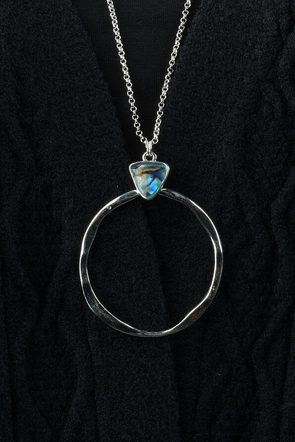 Abalone Hoop Pendant Jewelry Set, Silver, original image number 2
