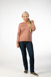 Striped Crewneck Sweater, Rust, original image number 0