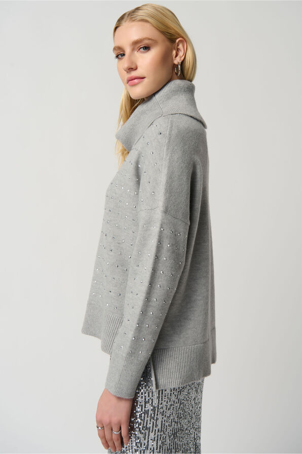Cowl Neck Sweater, Grey, original image number 3