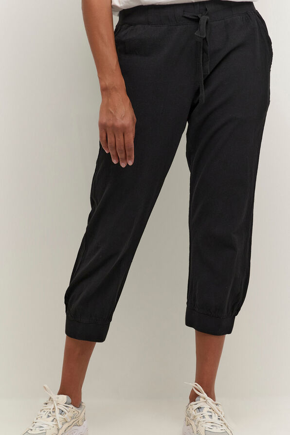 100% Cotton Capri Pants, Black, original image number 1