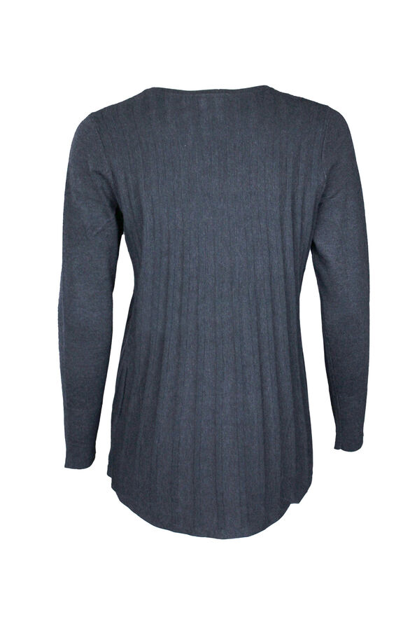 Raya Ribbed Back V-Neck Sweater, Charcoal, original image number 1