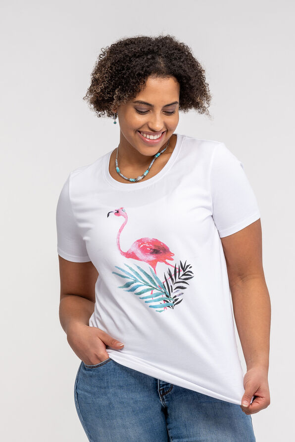 Flamingo Print T-Shirt, Pink, original image number 0
