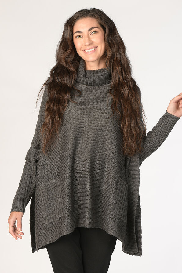 Stella Poncho Sweater, Grey, original image number 0