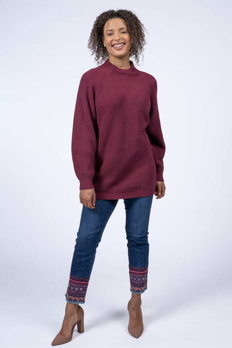 Long Sleeve Mock Neck Sweater , Wine, original