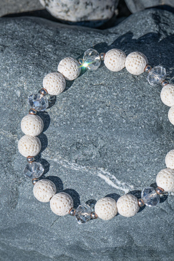 Lava Rock and Beads Bracelet, Natural, original image number 1