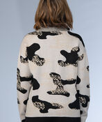Camel Animal Turtleneck Sweater, Taupe, original image number 1