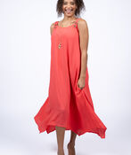 Sleeveless Midi Dress, Coral, original image number 0