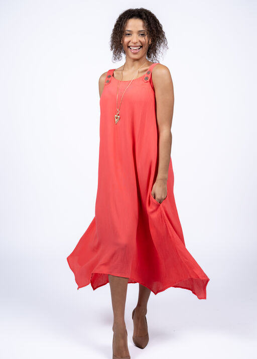 Sleeveless Midi Dress  , Coral, original