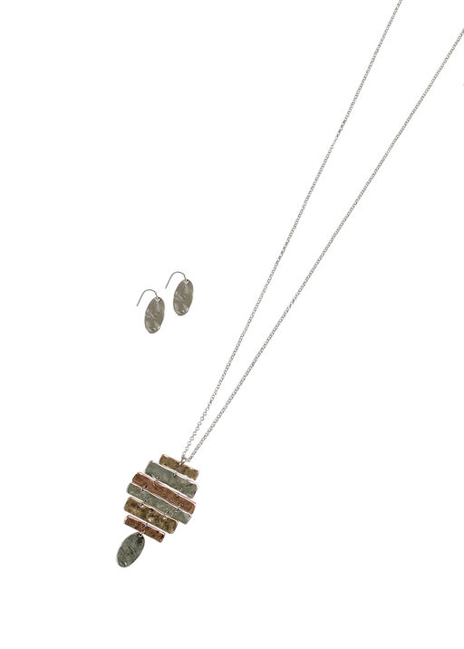 Metal Long Necklace Set , Multi, original
