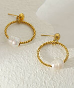 HAILEY Natural Freshwater Pearl Earrings, Gold, original image number 3