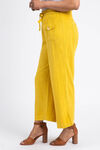 Linen-Blend Paper Bag Pant, Yellow, original image number 1