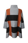 Checker Print Poncho with Roll Neck, Rust, original image number 1