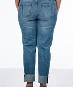Five-Pocket Cuffed Rhinestones Mom Jeans, Denim, original image number 1