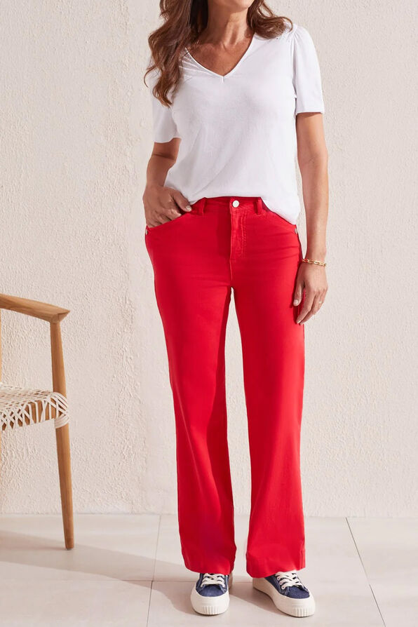 Front Fly Wide-Leg Pant, Red, original image number 2