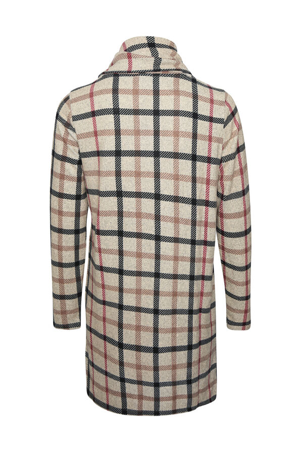 Plaid Tunic with Cowl Neck, Brown, original image number 1