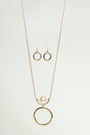 Classic Circle Pendant Necklace Set, Gold, original image number 0