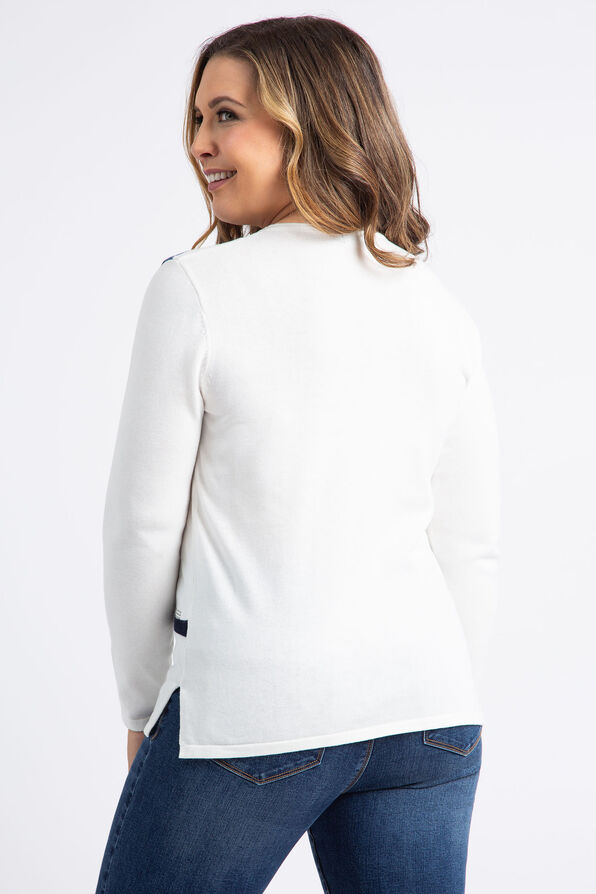 Long Sleeve Hotfix Sweater, White, original image number 2