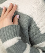Colorblock Stripe Autumn Sweater, Grey, original image number 3