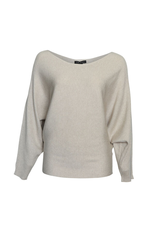 Ribbed Sweater with Dolman Sleeve, , original image number 0