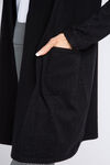 Open-Front Embellished Cardigan, Black, original image number 4
