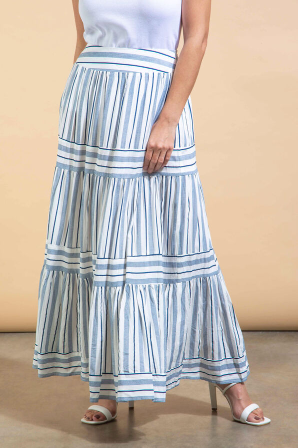Tiered Maxi Skirt, Blue, original image number 1