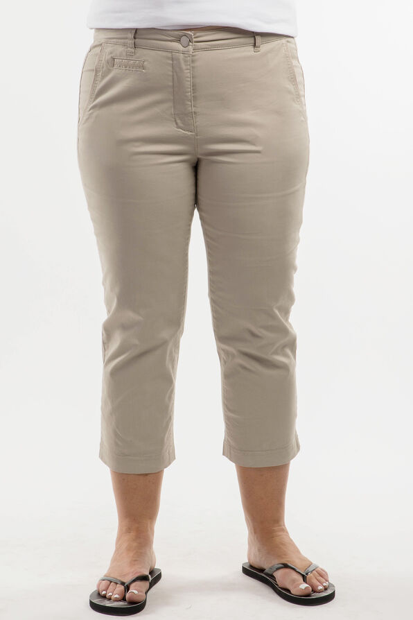 Trouser Style Capri Pant, Beige, original image number 1