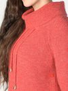 High-Neck Side-Buttoned Sweater, Red, original image number 2